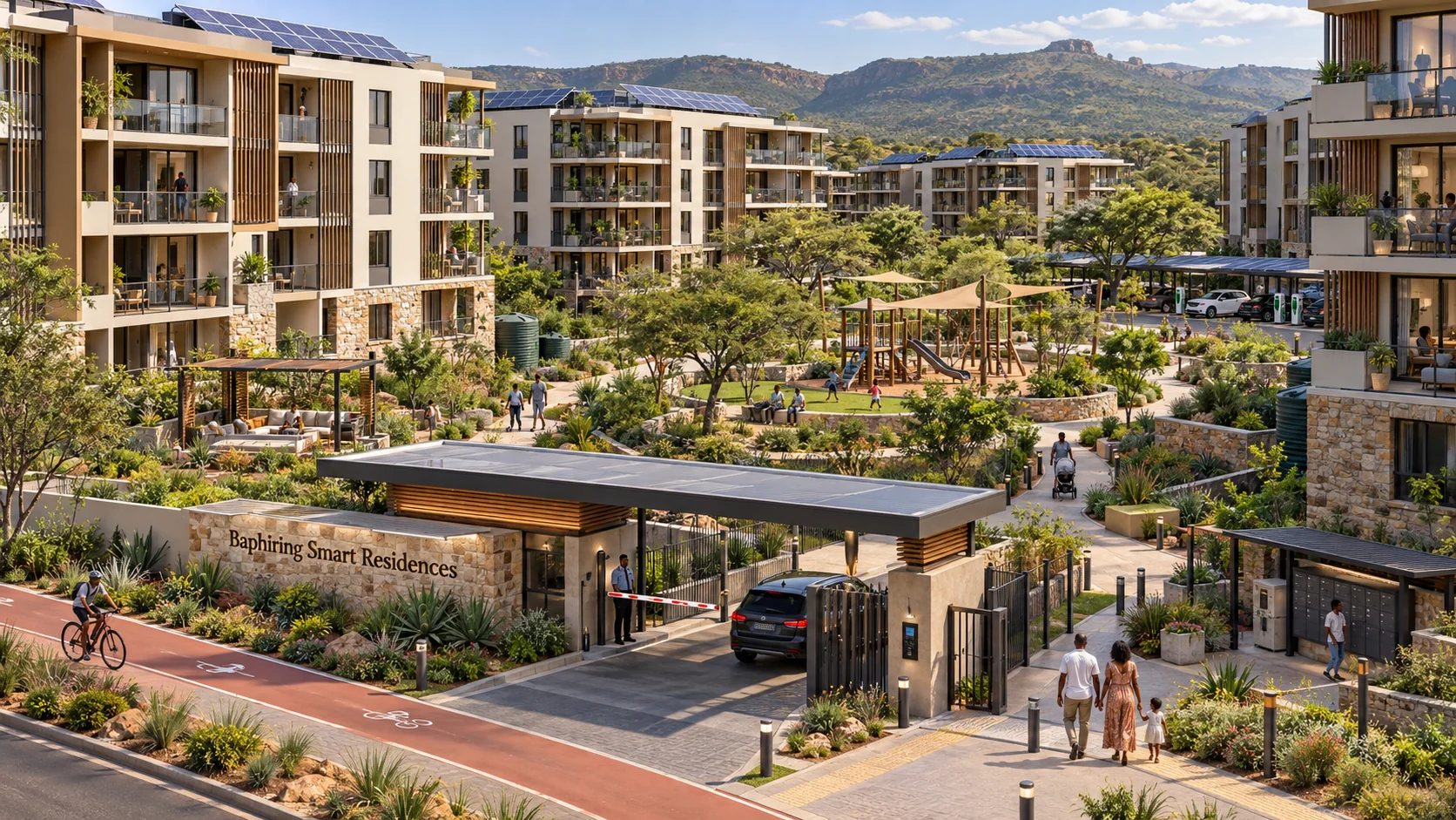 Aerial view of a contemporary residential neighbourhood proposed for the estate