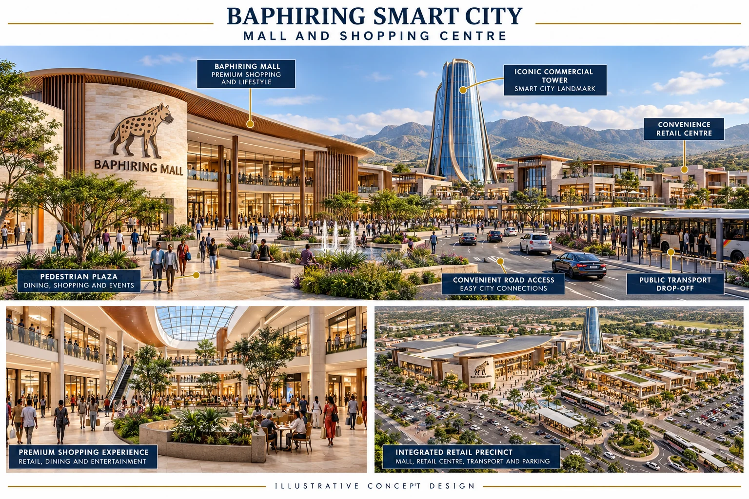 Modern retail and commercial building concept for the estate's proposed town centre
